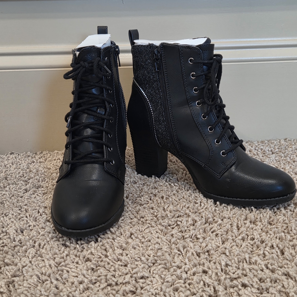 Elegant Black Lace-Up Boots